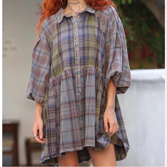 Free People Moon Bay Plaid Button-Up Women’s Top - Picture 3 of 4